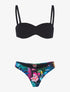 Bikini tanga tropical - noir - 1