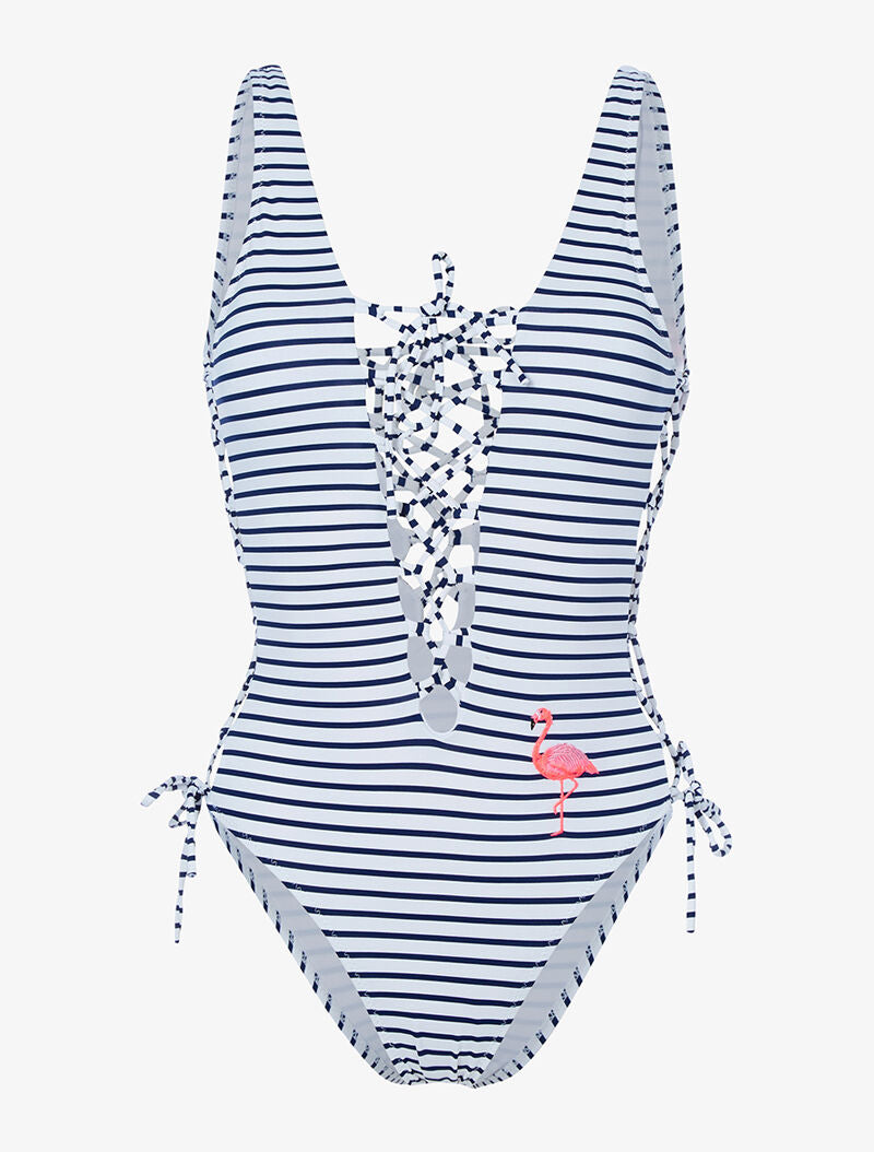 Monokini inspiration marinière - blanc - 4