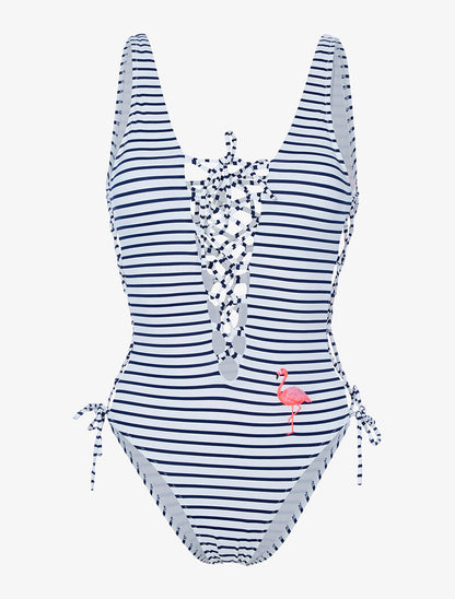 Monokini inspiration marinière - blanc - 4