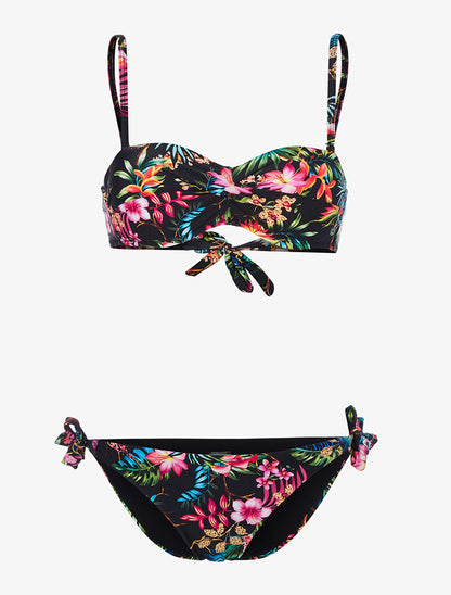 Bikini imprimé tropical - noir - 1