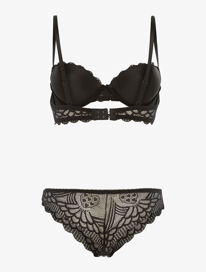 Ensemble SG et tanga en broderie fine - noir - 2