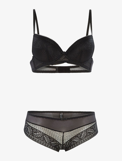 Ensemble SG et shorty en voile et dentelle - noir - 3