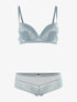 Ensemble SG et shorty en voile et dentelle - gris bleuté - 3