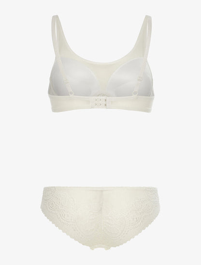 Ensemble en dentelle ajourée et tulle - ecru - 2