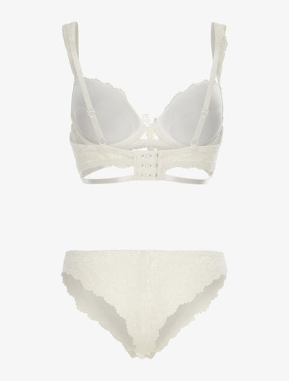 Ensemble en dentelle motifs fleurs - ecru - 2