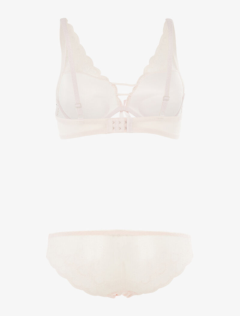 Ensemble en dentelle effet triangle - rose orange - 2