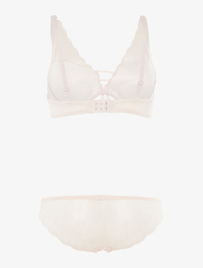 Ensemble en dentelle effet triangle - rose orange - 2