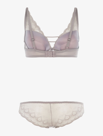 Ensemble en dentelle effet triangle - gris foncé - 2