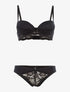 Ensemble piqueté à bords dentelle - noir - 3