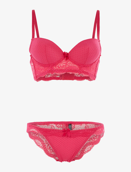 Ensemble soutien-gorge bustier - fushia - 1