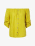 Top en lin encolure bardot - moutarde - 1