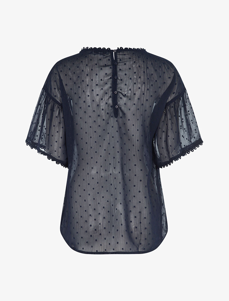 Blouse transparente à liserés argentés - marine - 2