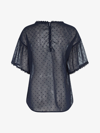 Blouse transparente à liserés argentés - marine - 2