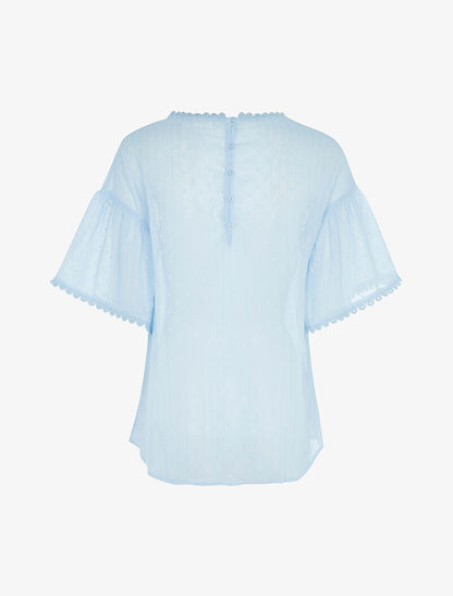 Blouse transparente à liserés argentés - bleu ciel - 2