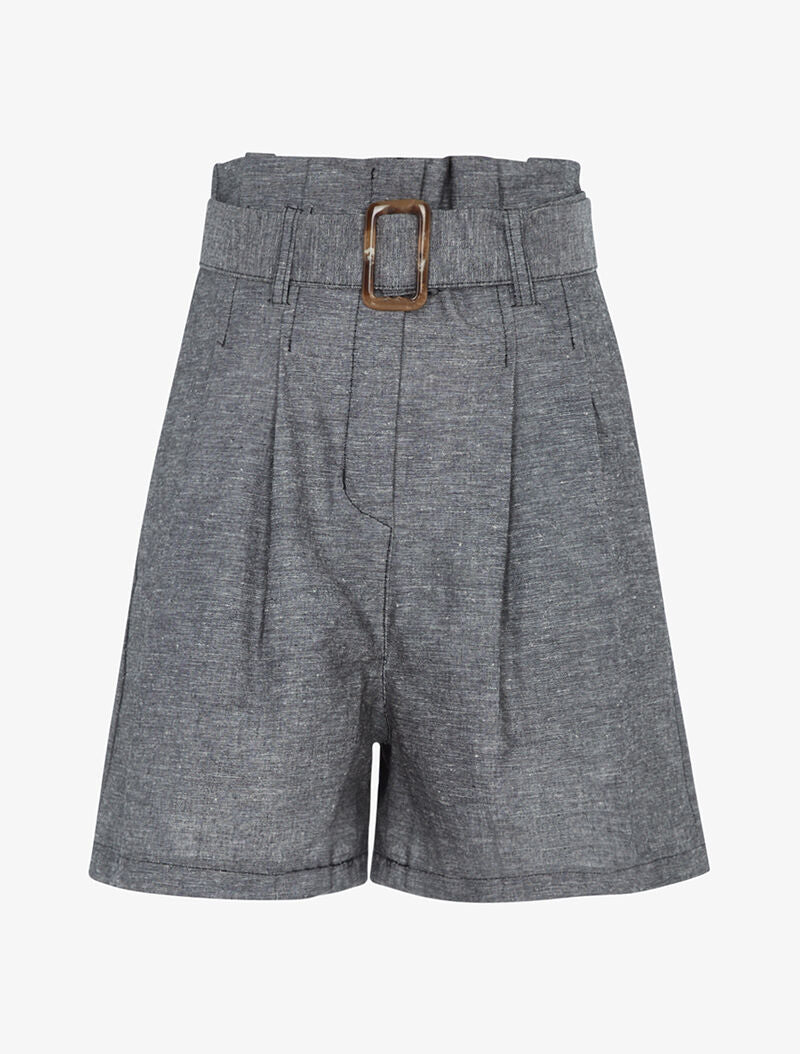 Short taille empire en lin - noir - 1