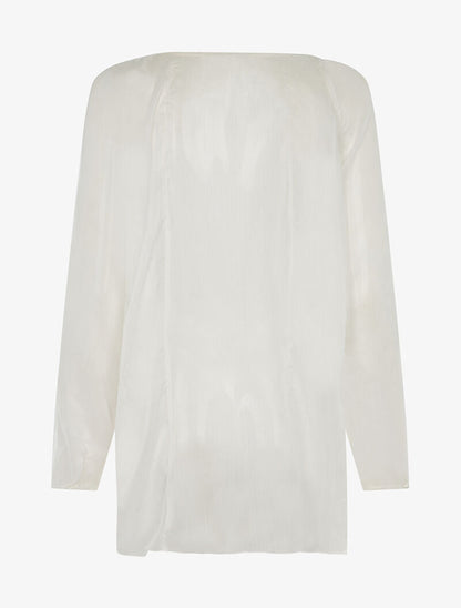 Blouse avant fleuri transparent - blanc - 2