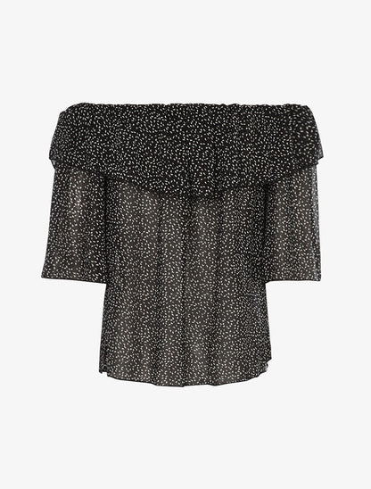 Blouse transparente mouchetée - noir - 2