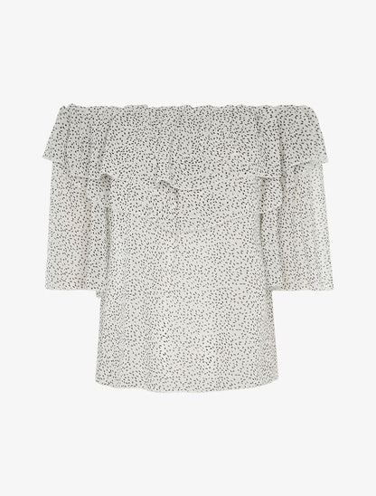 Blouse transparente mouchetée - blanc - 1