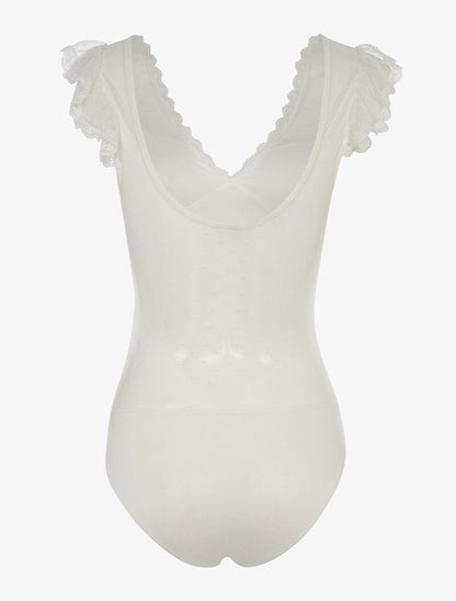 Body fin bretelles en dentelle - blanc - 2