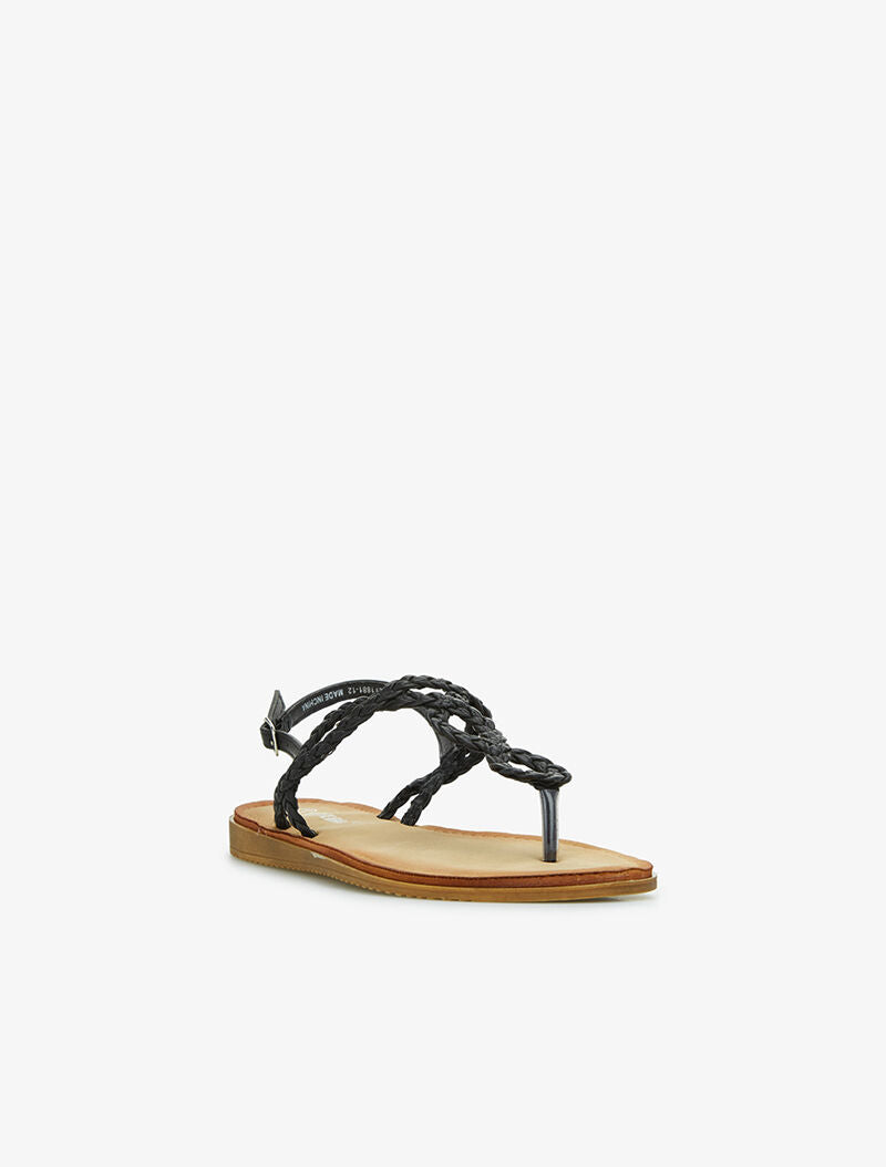 Nu-pieds tressés entremêlés - noir - 2