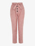 Pantalon paperbag en lin mélangé - rouge - 1