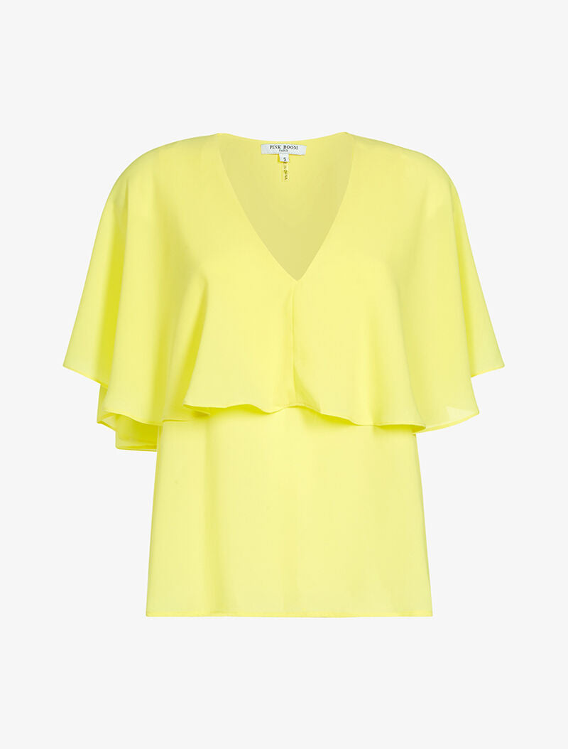 Top style cape en voile fin - jaune - 3