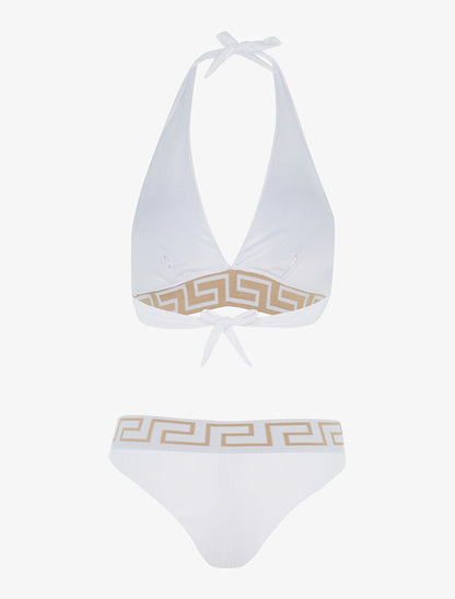 Bikini à imprimé grec - blanc - 2