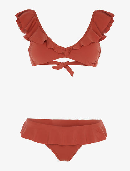Bikini volanté échancré - terre de sienne - 3