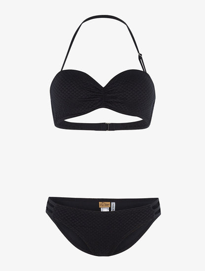 Bikini coutures losanges - noir - 1