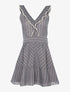 Robe rayée à jabot - gris foncé/blanc - 1