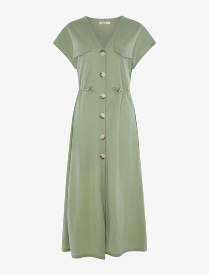 Robe chasuble à boutonnière - vert clair - 1