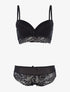 Ensemble à bordure dentelle et culotte - noir - 1