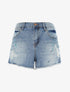 Mini short déchiré à éclaboussures - denim clair - 3