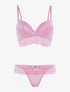 Ensemble soutien gorge bustier en dentelle et string - rose - 1