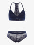 Ensemble triangle dentelle dos nageur et shorty - marine - 1