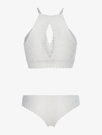 Ensemble brassière en dentelle et tanga - blanc - 2