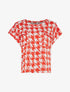 Top ample à imprimé pied de poule graphique - rouge/écru - 3