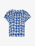 Top ample à imprimé pied de poule graphique - bleu électrique/écru - 3