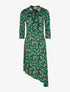 Robe fleurie bas asymétrique et fendu - vert - 3