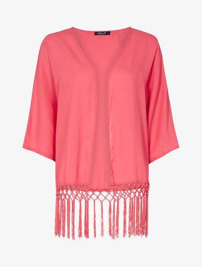 Gilet style kimono court - corail - 1