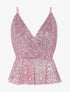 Crop top en sequins à basque - rose - 1