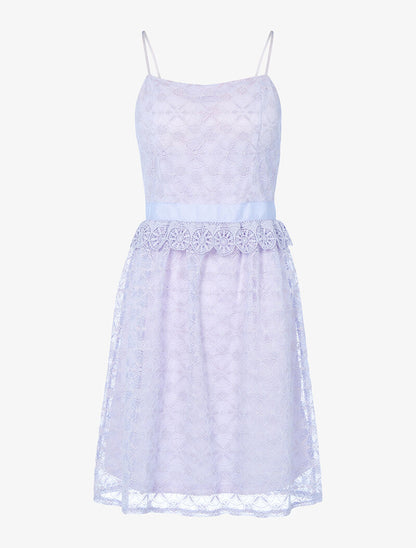 Robe irisée en dentelle et crochet - lilas - 3