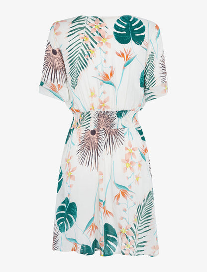 Robe légère à imprimé tropical - blanc - 2