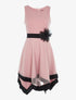 Robe à empiècement tulle et broche - vieux rose - 1
