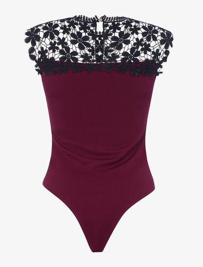 Body à plastron en crochet - lie de vin - 2