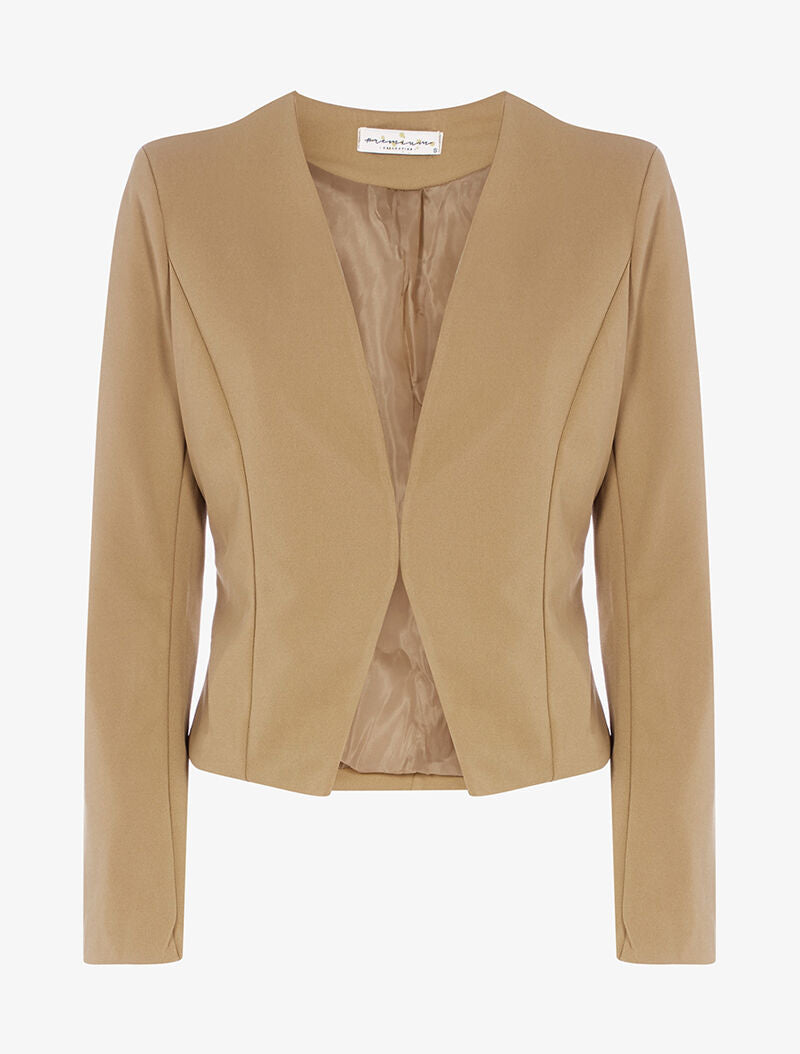 Veste courte ouverte à épaulettes - camel - 3