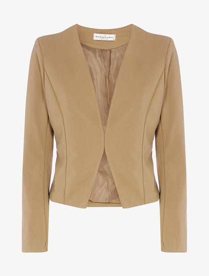 Veste courte ouverte à épaulettes - camel - 3