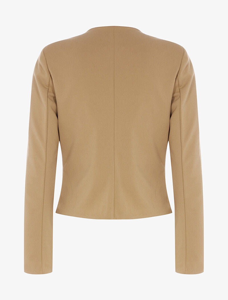 Veste courte ouverte à épaulettes - camel - 2