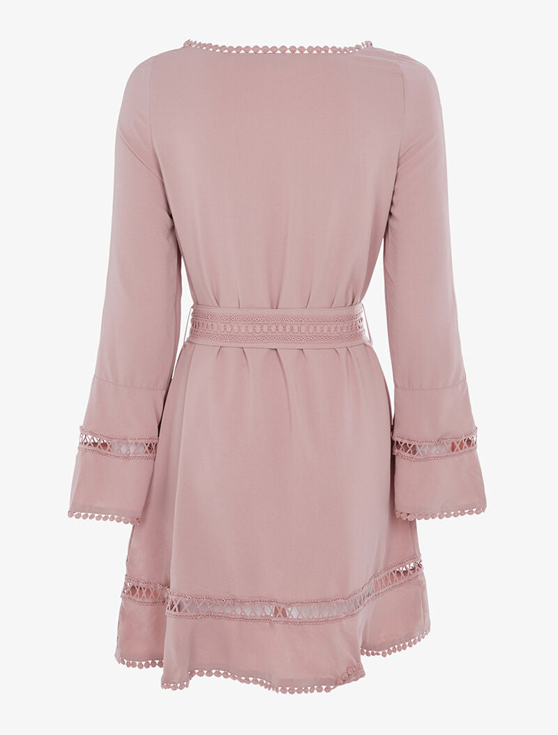 Robe droite en crochet - rose - 2