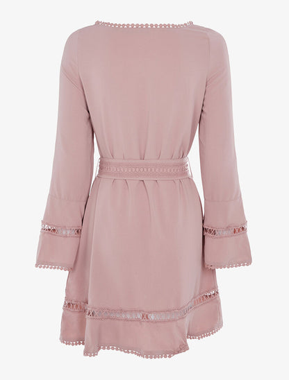 Robe droite en crochet - rose - 2